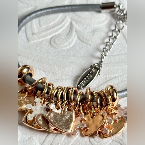 Heart Charm Bracelet by Demdaco Hallmark Silver and Gold Adjustable 5373 B - Picture 2 of 9